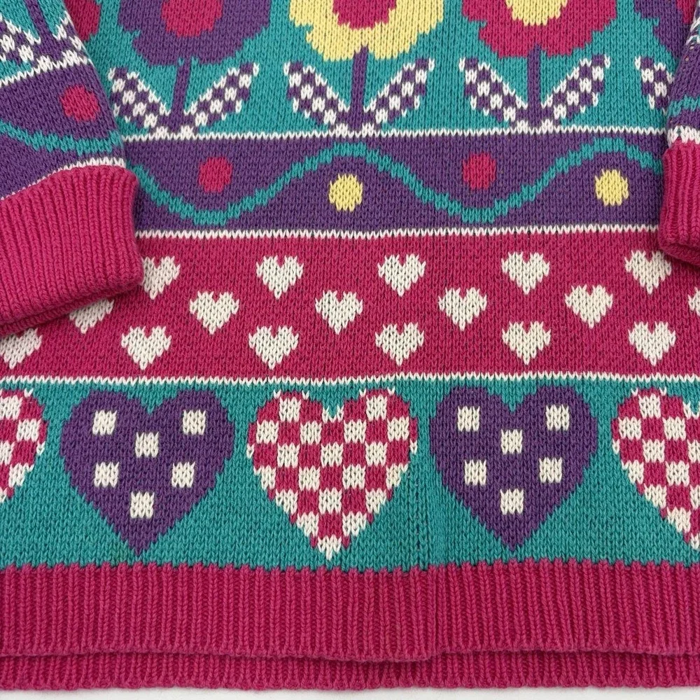 Vintage Gymboree Girls Purple Sweater Sz Medium 1994 Winter Floral Paisley Line
